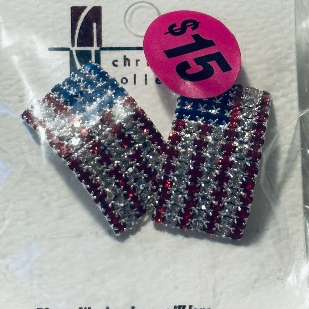 Patriotic Sparkly Flag Earrings